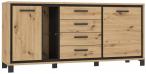 Komoda L dąb artisan Trondheim TDHK242L Forte czarna industrialna