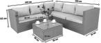 Komplet ogrodowy z technorattanu FARLITO IX CORNER Anthracite & Ice Grey