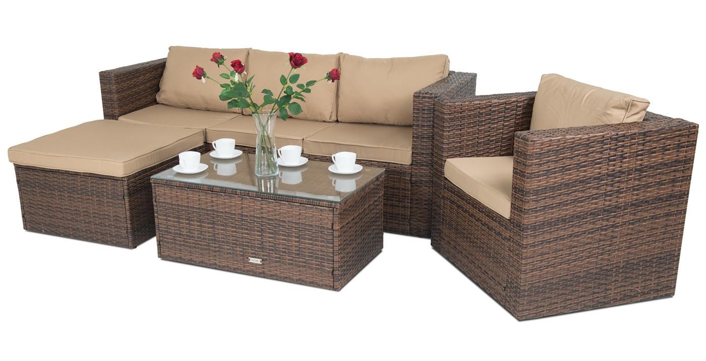 brązowe meble tarasowe z technorattanu