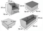 Komplet mebli technorattanowych modułowych dla 7 osób Stefano Grande Grey & Ivory