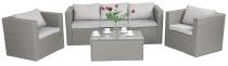 Szary zestaw mebli ogrodowych technorattan Stefano Set Max Grey & Ivory