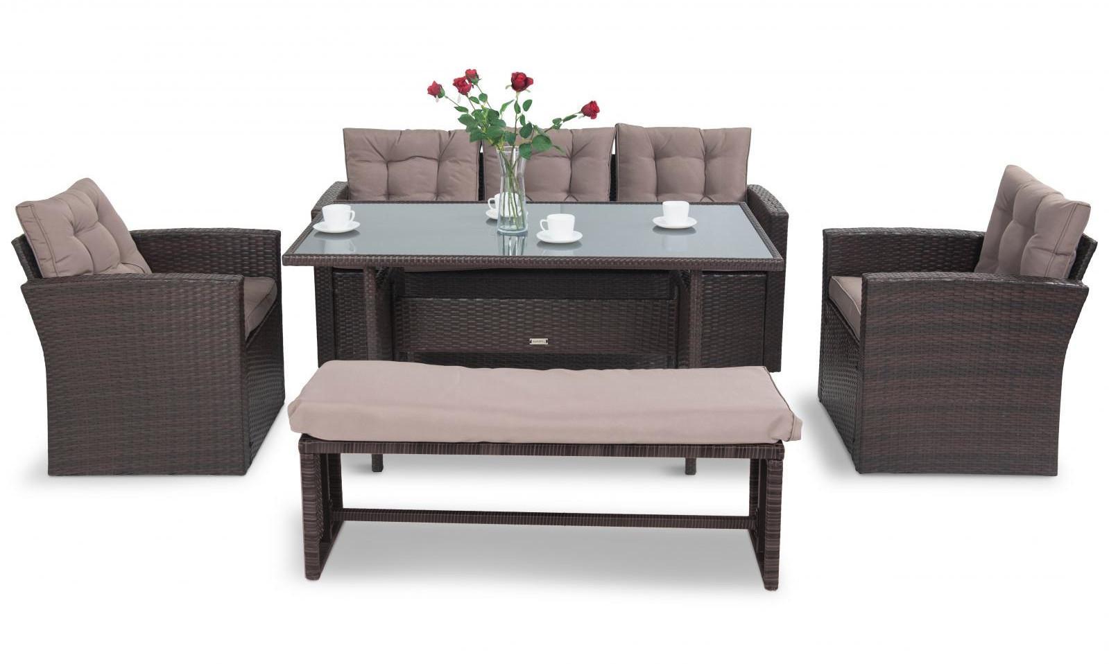 brązowe meble ogrodowe technorattanowe na taras