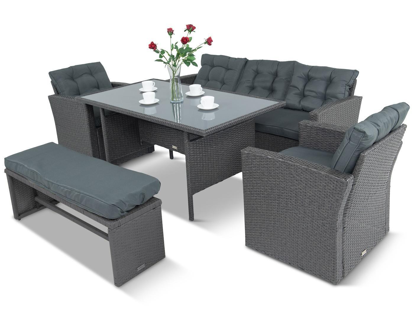 ciemnoszare meble technorattanowe do ogrodu