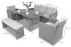 Mobilier de grădină gri din technorattan Topiano Medio Antracite - wymiary