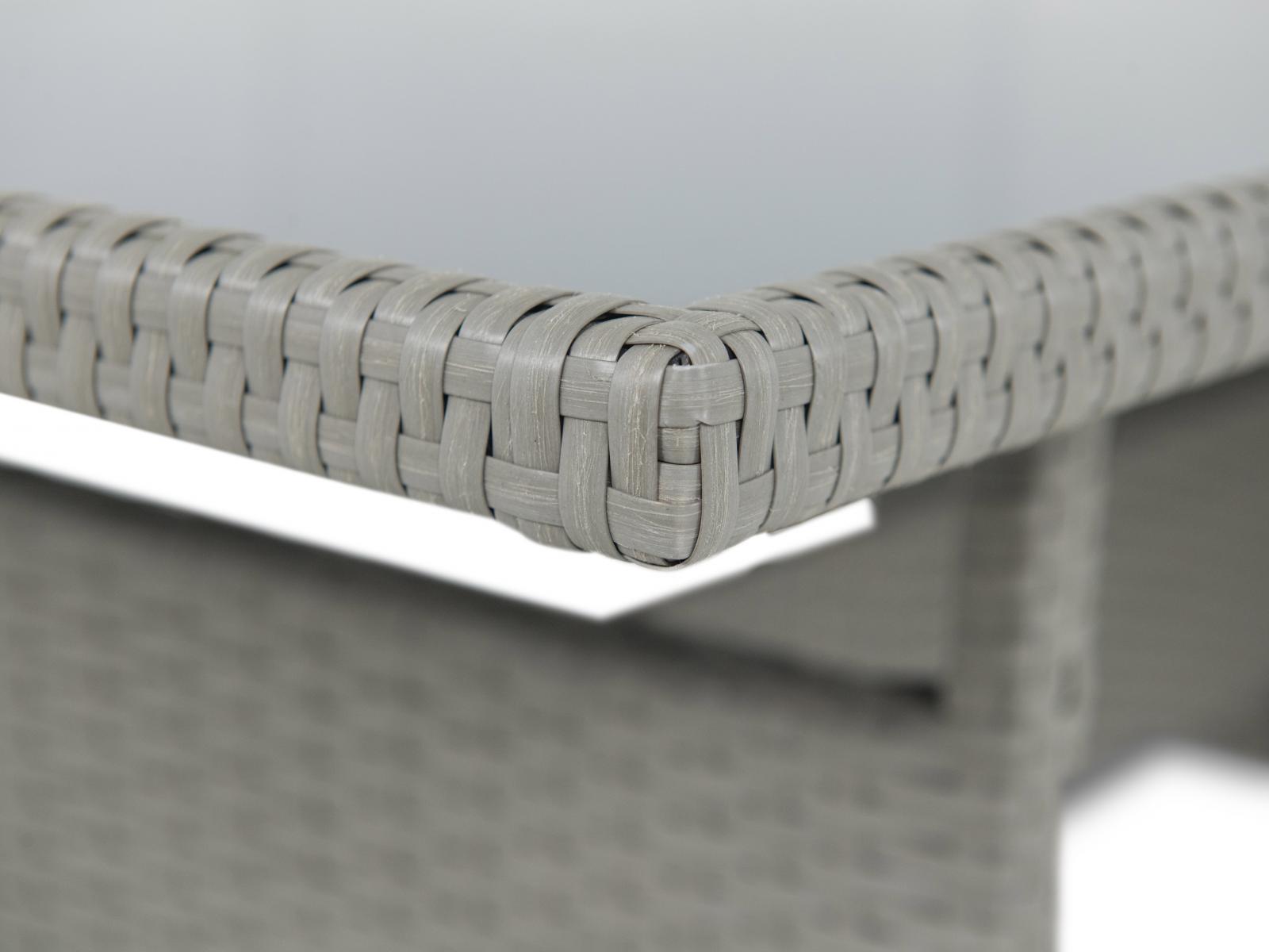 jasnoszara plecionka stołu technorattanowego