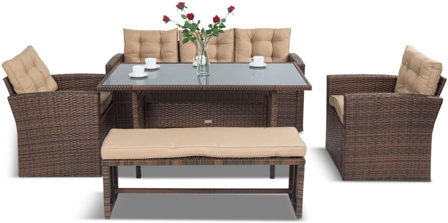 zestaw z technorattanu z kanapą trzyosobową