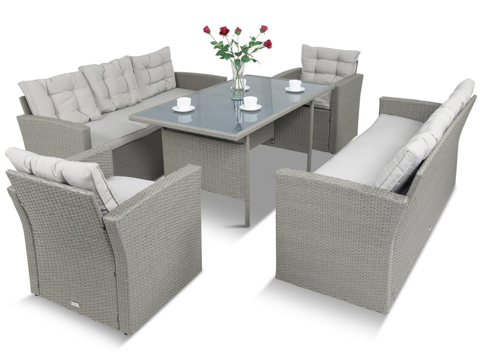 duży jasnoszary komplet technorattanowy