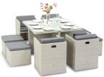 Meble ogrodowe z technorattanu składane w kostkę Cubioso Light Grey