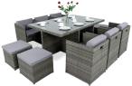 Komplet mebli ogrodowych kostka 10+1 Pavolo Dark Grey