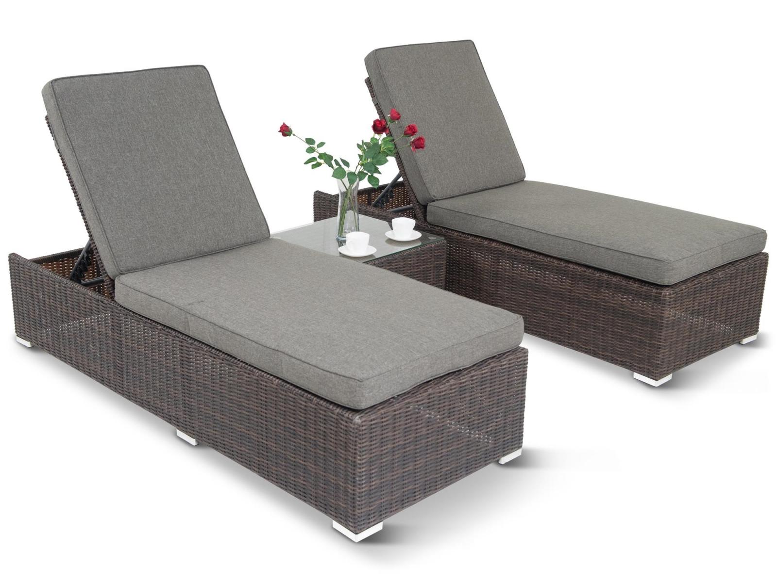 Meniza Brown Elite&Gray zestaw leżaków technorattan