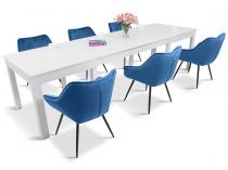 Stół 160-300cm i 6 krzeseł tapicerowanych Bergen Sew 6 Granatowy