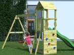Fungoo Flappi plac zabaw dla dzieci drewniany z podwójną huśtawką