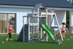 Plac zabaw drewniany ze zjeżdżalnią Fungoo Activer Grey&White
