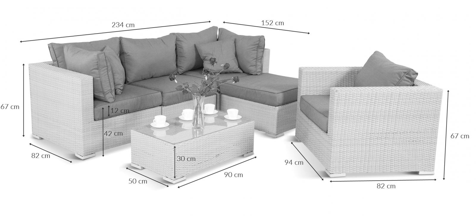 Wymiary narożnika technorattan Ligurito VI