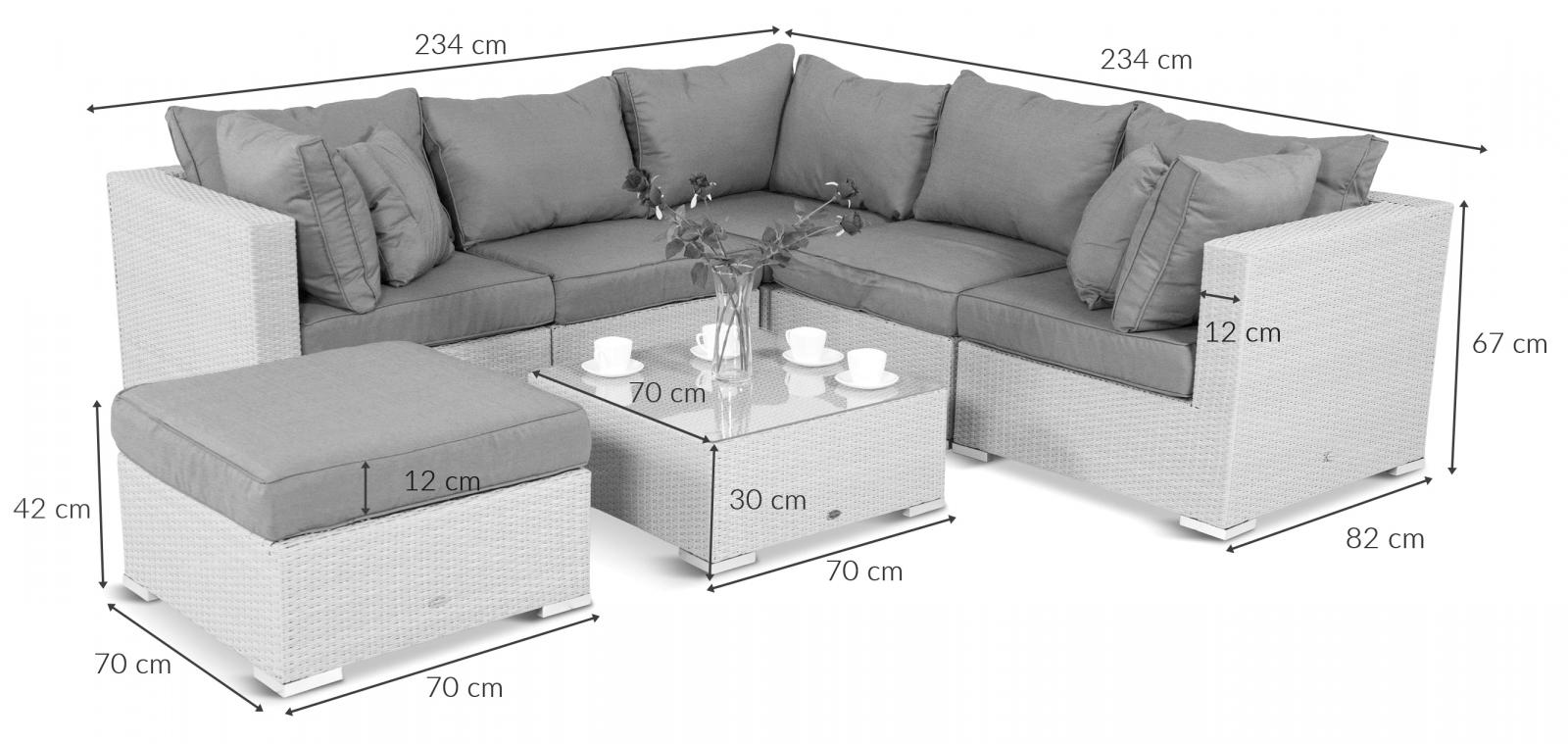 Wymiary narożnika technorattan Ligurito IX