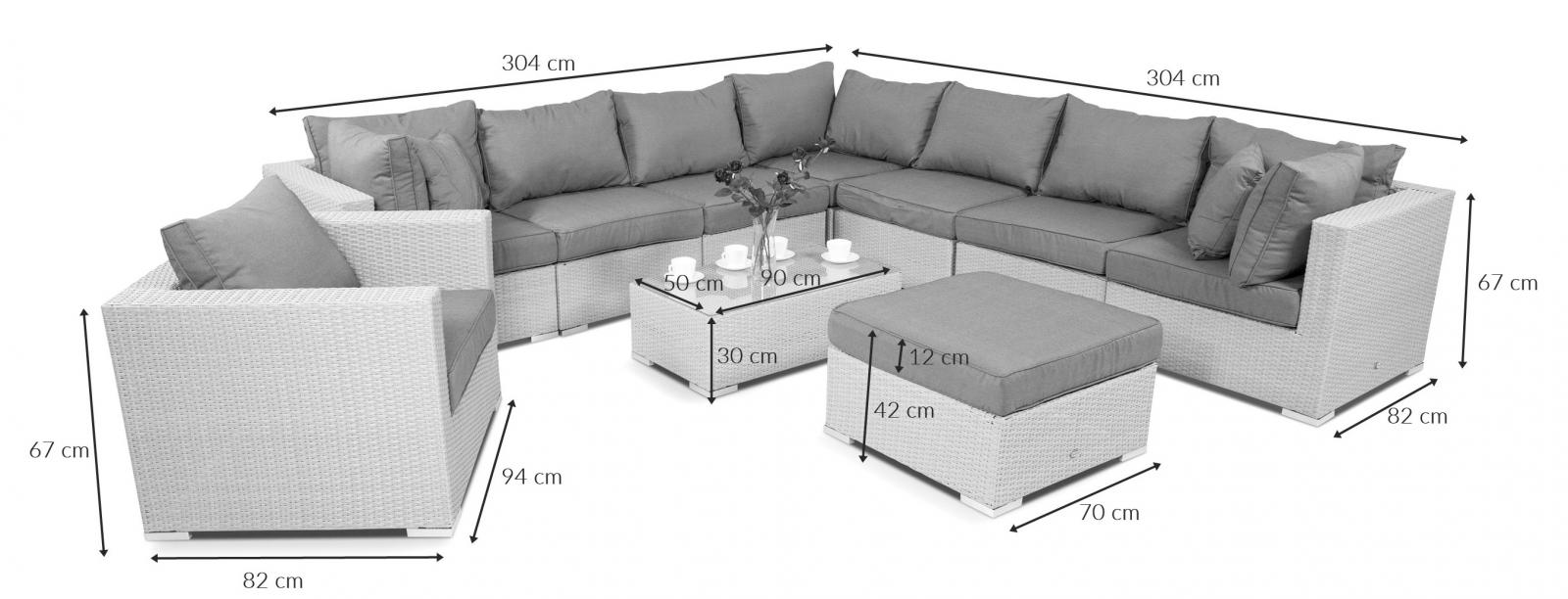 Wymiary narożnika technorattan Ligurito XI