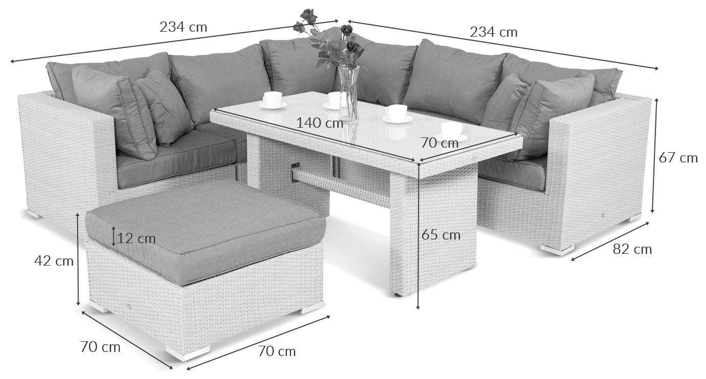 Wymiary narożnika technorattan Ligurito IX