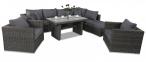 Narożnik modułowy z wysokim stołem LIGURITO VIII Plus Dark Grey + 2 fotele