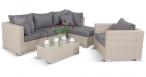 Jasny komplet ogrodowy technorattan z grubymi poduszkami Nilamito VI Light Grey