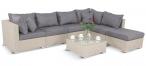 Jasne meble modułowe z technorattanu dla 6 osób Nilamito VIII Light Grey