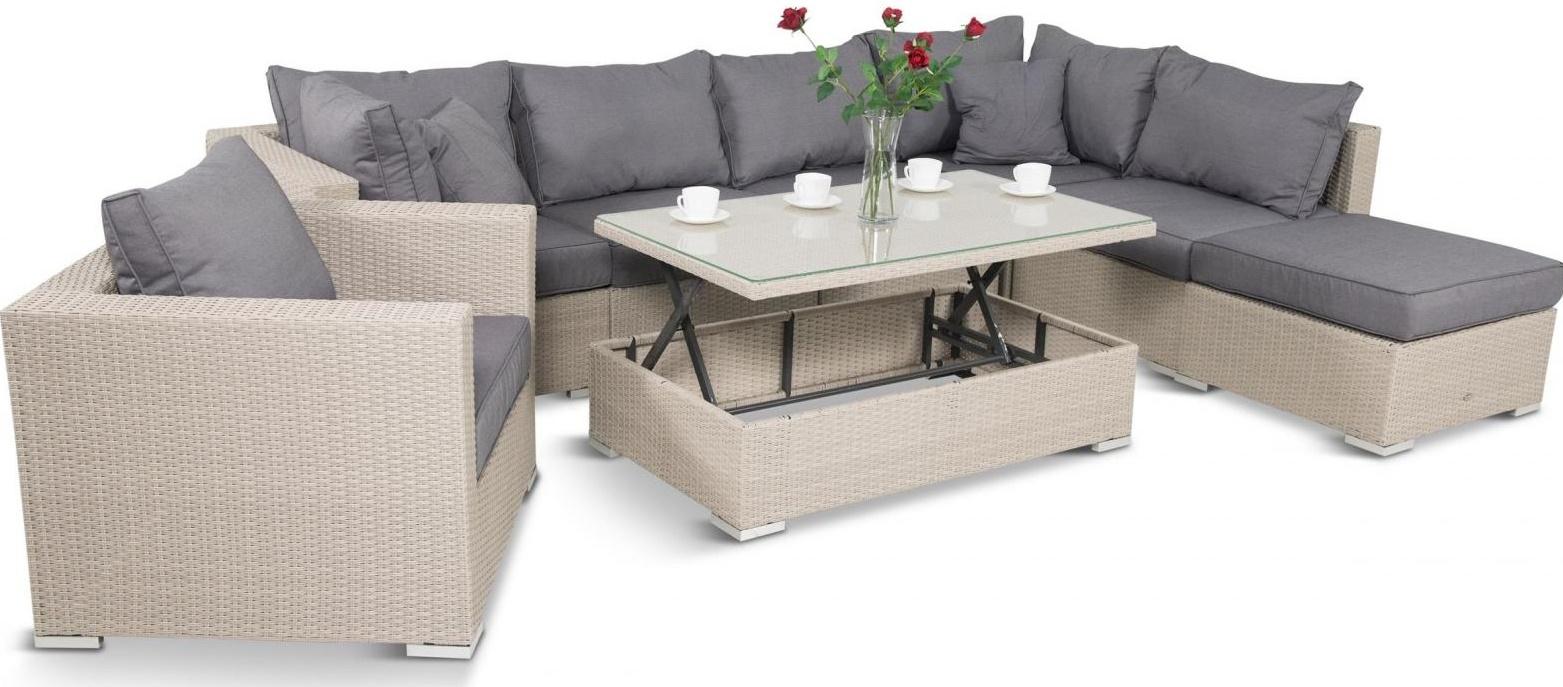 meble technorattanowe z podnoszonym stołem