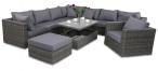 Meble technorattanowe z podnoszonym stołem LIGURITO XI Dark Grey + fotel