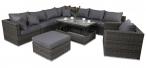 Narożnik technorattan z podnoszonym stołem LIGURITO X Dark Grey + fotel