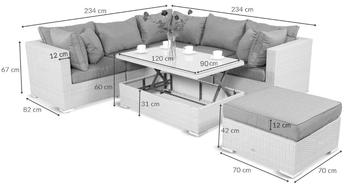 Wymiary narożnika technorattan Ligurito IX