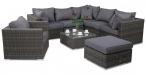 Nowoczesny narożnik technorattanowy LIGURITO IX Dark Grey + fotel
