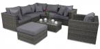 Nowoczesny narożnik technorattanowy LIGURITO IX Dark Grey + fotel