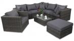 Nowoczesny narożnik technorattanowy LIGURITO IX Dark Grey + fotel