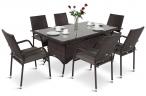 Komplet mebli z technorattanu dla 6 osób Lautaro Dark Brown