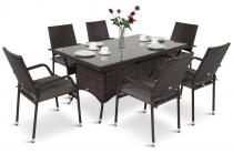 Komplet mebli z technorattanu dla 6 osób Lautaro Dark Brown