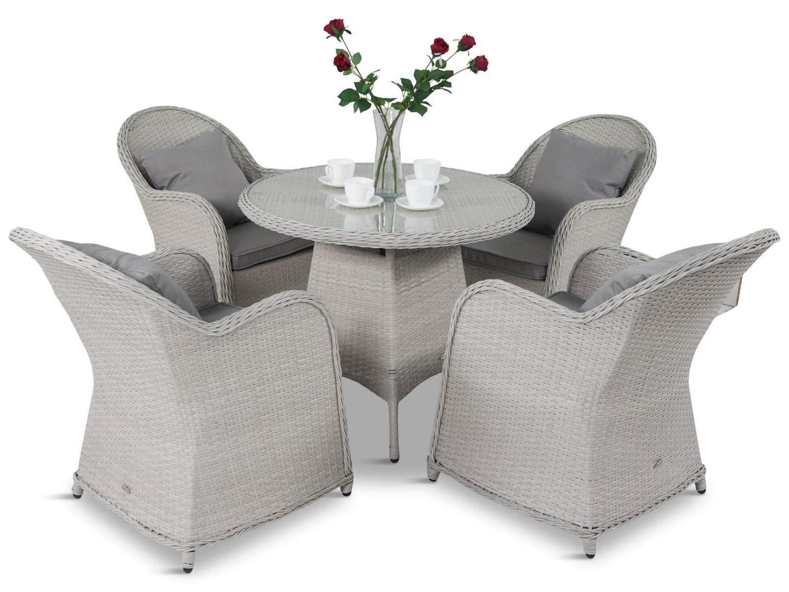Altito Quatro Dining zestaw obiadowy z technorattanu Off White