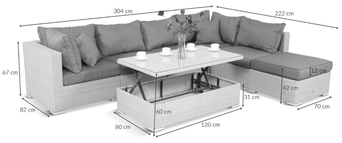 Wymiary narożnika technorattan Ligurito VIII