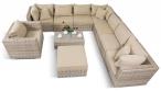 Duży zestaw mebli technorattanowych LIGURITO XI Beige + fotel