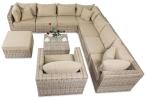 Duży zestaw mebli technorattanowych LIGURITO XI Beige + fotel