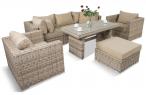 Meble technorattanowe z wysokim stołem LIGURITO VI Plus Beige + fotel