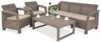 Komplet na taras z regulowanym stolikiem Corfu Set Lyon Max Cappuccino
