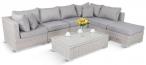 Meble technorattanowe premium z podnoszonym stolikiem Ligurito VIII Off-White Elite & Taupe
