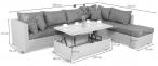 Meble ogrodowe z podnoszonym stolikiem LIGURITO VIII Off-WHITE Elite & Taupe + fotel