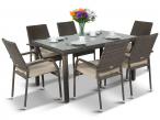 Meble ogrodowe z technorattanu stół 150cm i 6 krzeseł Hamilton/Lautaro Double Brown