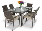 Meble ogrodowe z technorattanu stół 150cm i 6 krzeseł Hamilton/Lautaro Double Brown