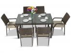 Meble ogrodowe z technorattanu stół 150cm i 6 krzeseł Hamilton/Lautaro Double Brown