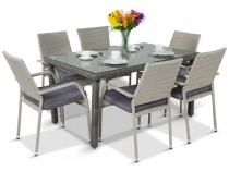 Meble ogrodowe z technorattanu stół 150cm i 6 krzeseł Hamilton/Lautaro Double Grey