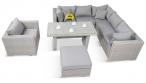 zestaw mebli obiadowych na taras technorattan LIGURITO IX PLUS Off-WHITE Elite & Taupe