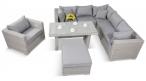 zestaw mebli obiadowych na taras technorattan LIGURITO IX PLUS Off-WHITE Elite & Taupe