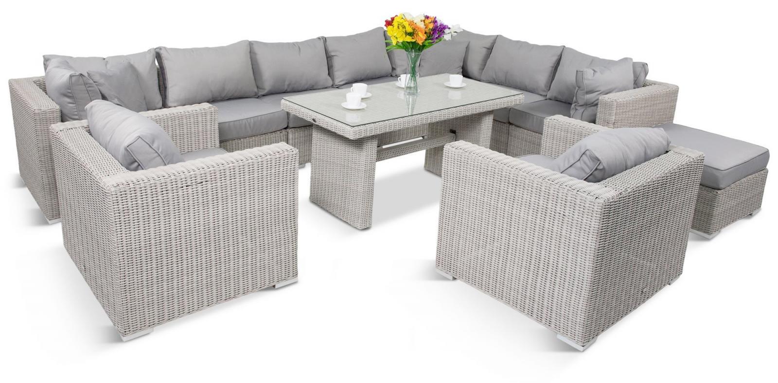 Biały narożnik technorattanowy modułowy