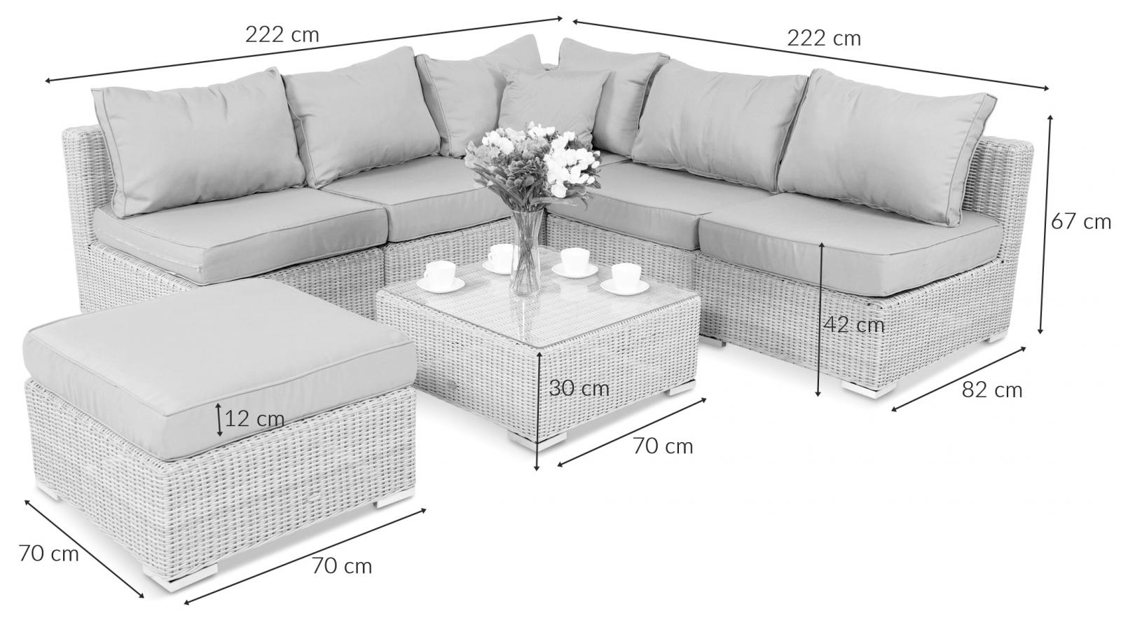 Wymiary narożnika technorattan Ligurito IX
