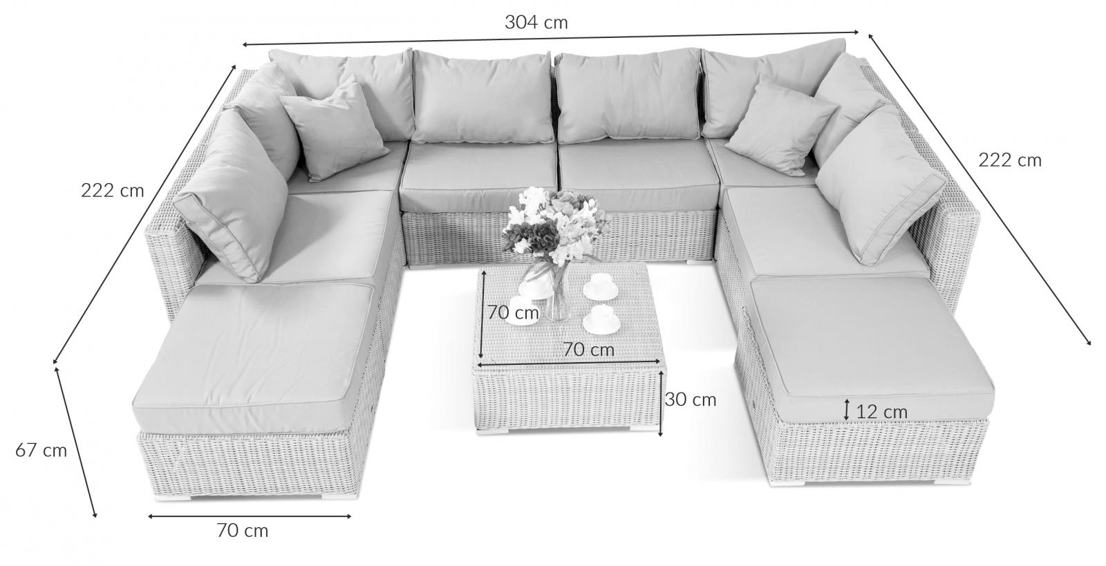 Wymiary narożnika technorattan Ligurito IX